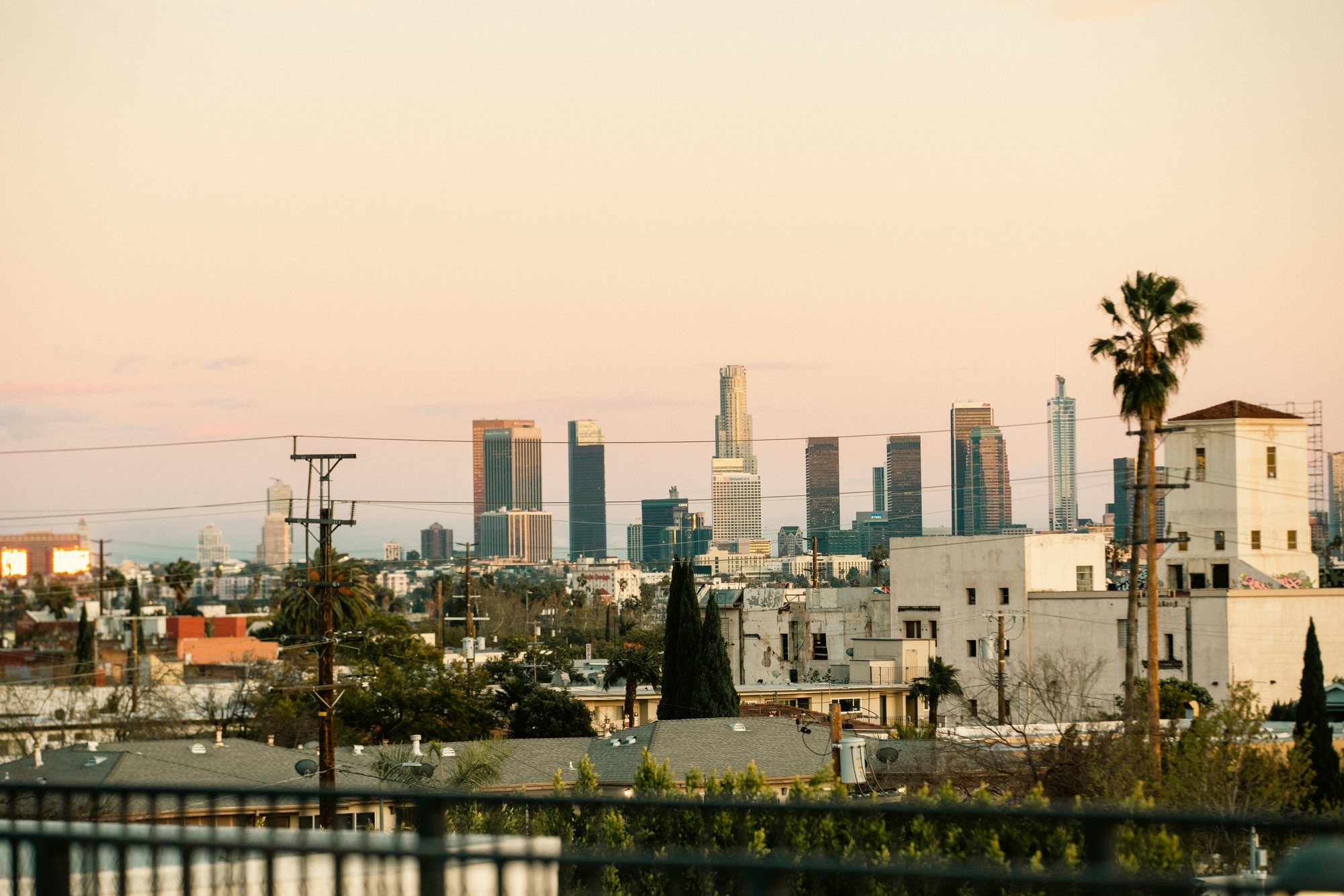 Los Angeles skyline and street-level view